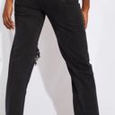 Pretty Little Thing Tall Black Ripped Knee Split Hem Jeans Photo 2