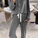 New Pajama Set Heather Gray Small Long Sleeve Button Down Pjs Nightwear Lounge Photo 0