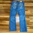 Miss Me  Mid Rise Boot Cut Jeans bling light wash y2k size 30 MISSING BUTTON Photo 1