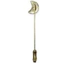 The Moon Vintage White enamel stick pin hat pin lapel pin gold tone boho equestrian Photo 4