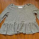 We The Free Free People Olive Striped Peplum Long Sleeve Top Photo 0