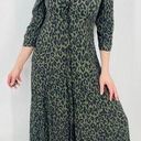 ZARA  Leopard Print Maxi Button Down Maxi Dress in Olive Green Size S Photo 0