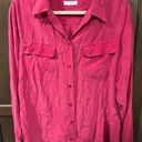 Equipment Silk Button Down Blouse/ Top, sz L RASPBERRY RED lived-in classic cut Photo 0