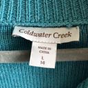 Coldwater Creek  Sweater Teal Blue Shawl Collar Cableknit Sz L (14) GUC Photo 4