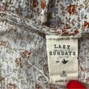 Lazy sundays  Women’s Size S Cream Floral Printed Surplice Faux Wrap Shirt Photo 4