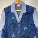 Vintage Blue Alfred Dunner  Denim Shirt Vest Combo Petite Size Large Photo 2