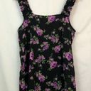 Pleione NEW  ANTHROPOLOGIE Square Neck Smocked Tank Black Purple Green Floral Top Photo 2