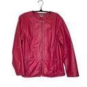 Chico's Chico’s Pink Leather Jacket Moto Zipper Jacket Sz 16 Long Sleeve Lined Pockets Photo 0