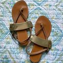 Bamboo Faux Leather Sandals Gold Strap Photo 1