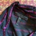 BCBG MAX AZRIA BLACK MESH & MAROON VELVET STRIPE LONG SLEEVE BOAT NECK BLOUSE Photo 2