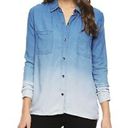 Splendid  XS Blue chambray Bleach Dip Dyed Boyfriend Shirt Photo 7