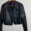 Paige NWOT  black leather / silk jacket with brown collared lining (‎ XS ) Photo 0