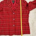 Eddie Bauer  Blazer Womens XLPetite Red Plaid Single Breasted Surgeon Cuff Jacket Photo 6