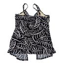 MiracleSuit  Love Knot Tankini Swim Top Black White Palm Floral Print Womens 16 Photo 2