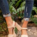 Soda Nude Faux Leather Platform Chunky Heel Sandal  Photo 1