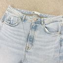 ZARA  Distressed Split Leg High Rise Straight Leg Jeans Light Blue Size 6 Raw Hem Photo 4