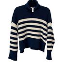 Madewell  Wide Rib Turtleneck Sweater Navy and White Striped Women’s size medium Photo 3