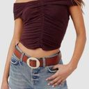 Free People  maroon knit off-the-shoulder crop top size L NWT Photo 0