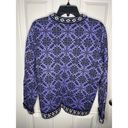 L.L.Bean Vintage  Rare Fisherman Cardigan Purple Black w/Buttons Nordic Fair Isle Photo 3