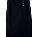 Talbots Vtg 80s  Petites USA Black Denim Midi Wrap Around Skirt 27” Waist 38” Hip Photo 0