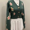 Daisy Bailey Rose Green Pink & Pale Yellow  Floral Cropped Cardigan Sweater - S Photo 15