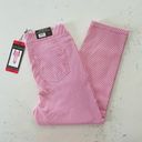 Mario Serrani  Comfort Stretch Cuff Capri Pants Pink White Size M NWT Photo 1