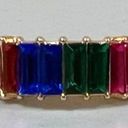 The Row Gold Pink Blue Green Diamond Gemstone Band Ring Jewelry Size 7 🩷💙💚✨ Photo 0