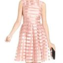 London Times NWT  Modcloth Rose Gold Pink Retro Organza Stripe A Line Dress Photo 0