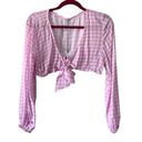 VDM the Label x Revolve Pink Gingham Swim Coverup Tie Front Crop Top Medium Photo 0