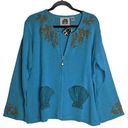 REEF Vintage Storybook Knits Golden  Cardigan 1X Blue Gold NWT Limited Edition Photo 0