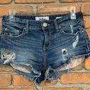 Daytrip  Buckle High Rise Capricorn Stretch Raw Hem Shortie Denim Jean Shorts 25 Photo 0