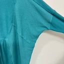 Free People Teal Leo Henley Long Sleeve Button Oversized Knit Top- Size Medium Photo 5