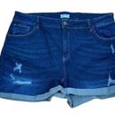 Ava & Viv  Distressed Cuffed Denim Jean Shorts Womens 20W Dark Wash Sthretch Photo 0