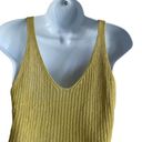 Club Monaco  Top Women Medium Yellow Double V-Neck Sleeveless Open Knit Cropped Photo 3