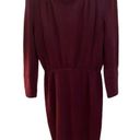 St. John  Marie Gray Burgundy Santana Knit Midi Dress Shoulder Buttons Size 6 Photo 0