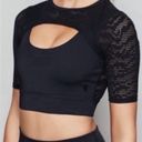 Good American  Black Midnight Mesh Top Long Line Activewear Sports Bra 0 XS NWT Photo 1