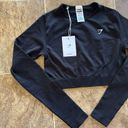 Gymshark New  Everyday Seamless Long Sleeve Crop Top Size Small Black Photo 2