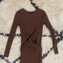 ZARA Brown Ribbed Midi Belted Dress Photo 2