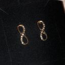 infinity Vintage Gold Tone CZ Rhinestone  Pierced Earrings Photo 2