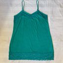 Bongo  lace trimmed teal top with adjustable straps, women L Photo 1