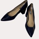 DKNY  Leather Block Heel Pointed Toe Pumps Shoes Navy Blue 41 US 10 am Photo 3