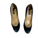 Ann Taylor  Womens Classic Pump Heel Black Suede Glitter Slip On Round Toe 8.5 Photo 4