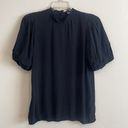 Something Navy Black Puff Sleeve Ruffle Blouse Photo 2