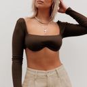 Princess Polly Becca Long Sleeve Crop Top Brown  Photo 0