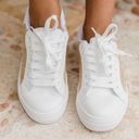 Soda Raffia Side Panel Lace Up Sneakers Photo 2