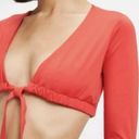 Good American  Sexy Boost 3/4 Sleeve Swim Top NWT Size 1 in Color Poppy Red Photo 3