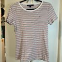 Tommy Hilfiger  Womens Short Sleeve Scoop Neck Shirt, Red White Blue Stripes, Med Photo 2