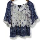 Angie  White Blue Paisley Boho Top Small New Photo 0