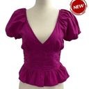 Sim & Sam  Sizzling Magenta Balloon Sleeve Crop Top Size M NWT | 43-16 Photo 0