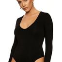 Naked Wardrobe  New Bodysuit Womens Extra Small Black Long Sleeve V Neck NWT Photo 3